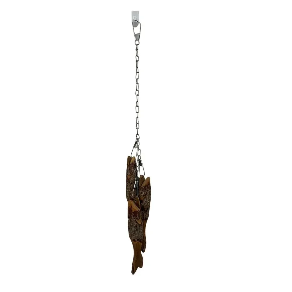 Vtg‎ Hand Carved Wood Fish Stringer Rustic Cabin Lodge Lake House Man Cave Decor